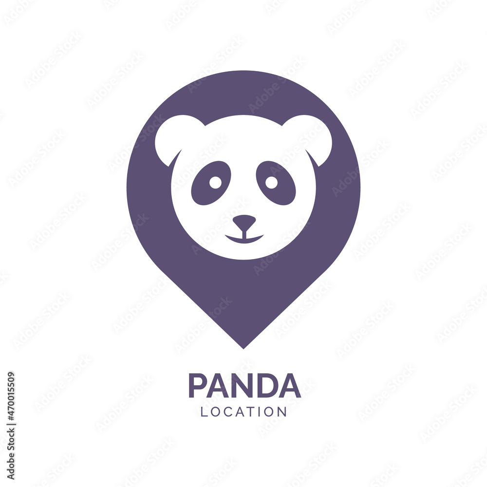 Fototapeta premium Panda Location Logo Vector Template