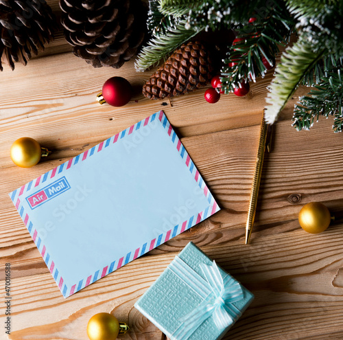 Blank message paper in christmas festive concept