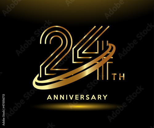 Golden 24 year anniversary celebration logo design inspiration