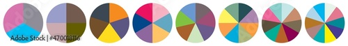 Pie chart, pie graph, segmented circles, circular diagram from 3 to 10 sections, portions, parts. Ratio concept