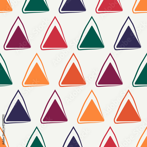 Triangle motif minimal geometric print. Paint brush seamless pattern. Freehand design background. Trendy handdrawn modern simple geo ornament