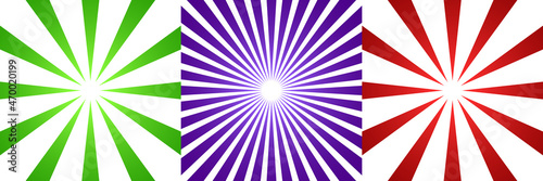 Starburst, sunburst rays, beams. Radial, radiating lines vector