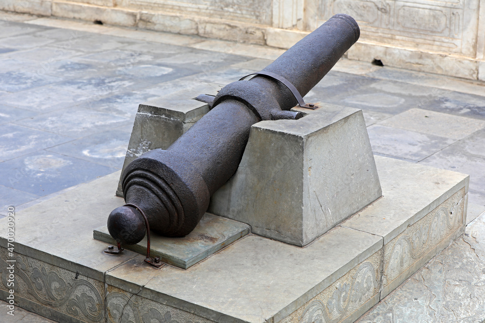 Ancient Chinese iron cannon is in a park, Beijing Ancient Chinese iron cannon is in a park, Beijing