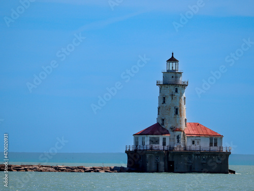 lighthouse on the Michigan lake from Chicago shore