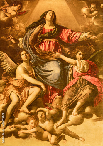 FORLÍ, ITALY - NOVEMBER 10, 2021: The painting of Assumption in the church Basilica di San Mercuriale by Rutilio Manetti (1632).