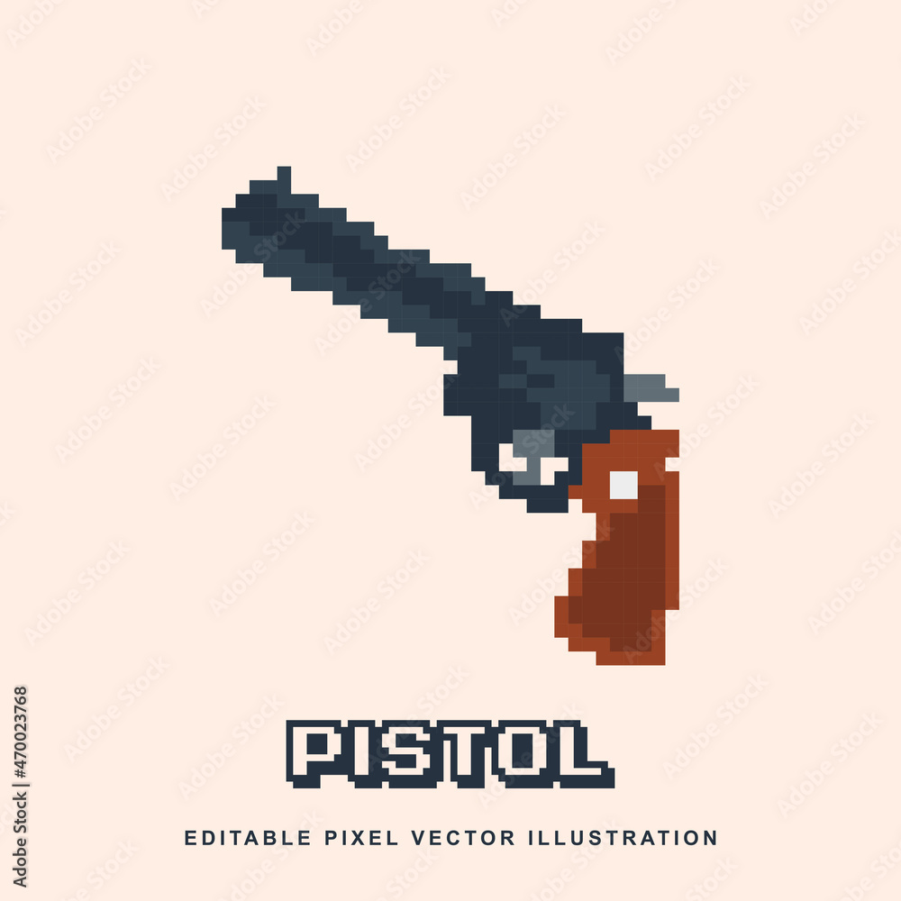 Fototapeta premium Pixel pistol creative design icon vector illustration for video game asset, motion graphic and others