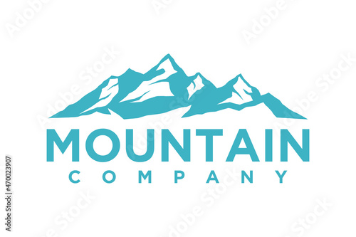 Simple Modern Mountain Landscape Logo Design Vector, Rocky Ice Top Mount Peak Silhouette