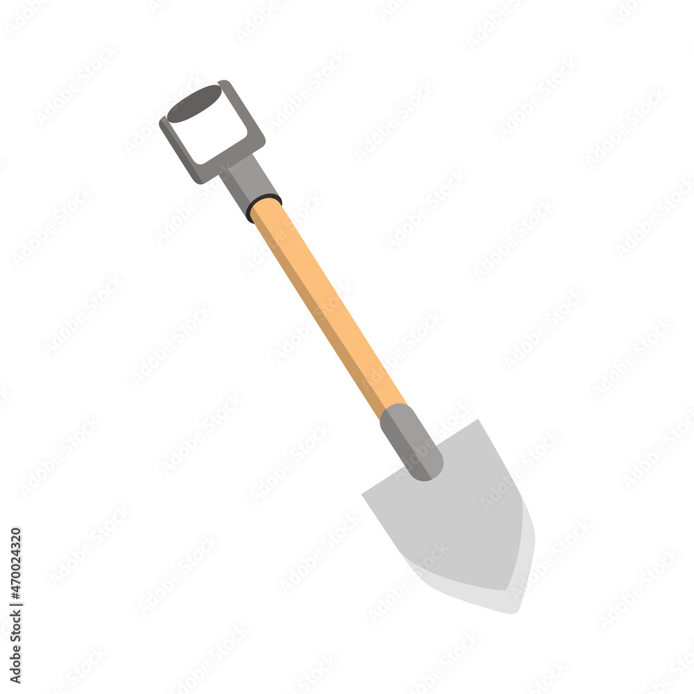 Flat style shovel icon on a white background Vector illustration.