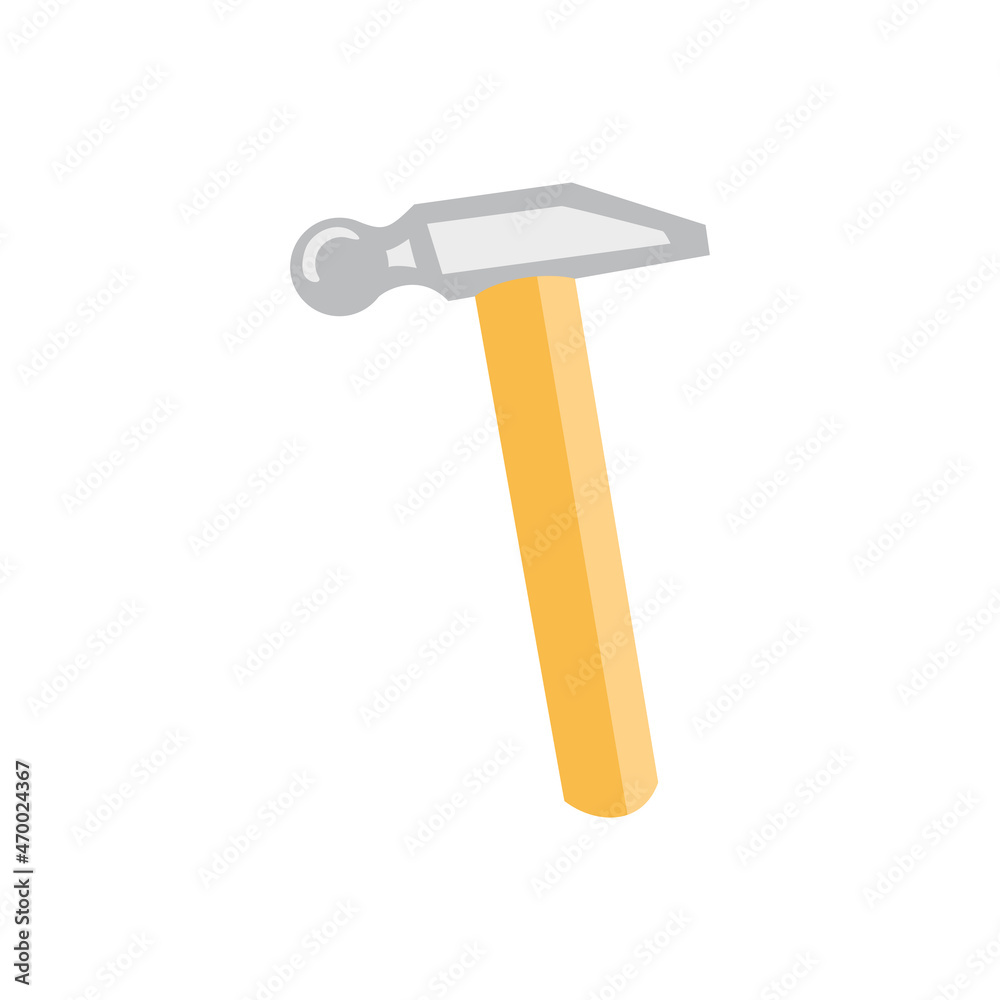 Hammer in a flat style. Typical simple hammer tool. Icons isolated on a white background Hammer in a flat style. Typical simple hammer tool. Icons isolated on a white background
