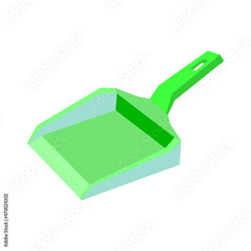 Hand turquoise dustpan icon. Cleaning service can be used Vector illustration, isolated on a white background. Flat cleaning items