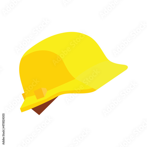 Safety helmet flat style icon on blue background Vector illustration.