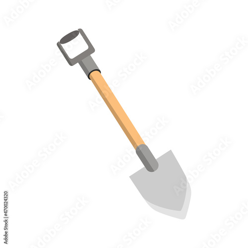 Flat style shovel icon on a white background Vector illustration.