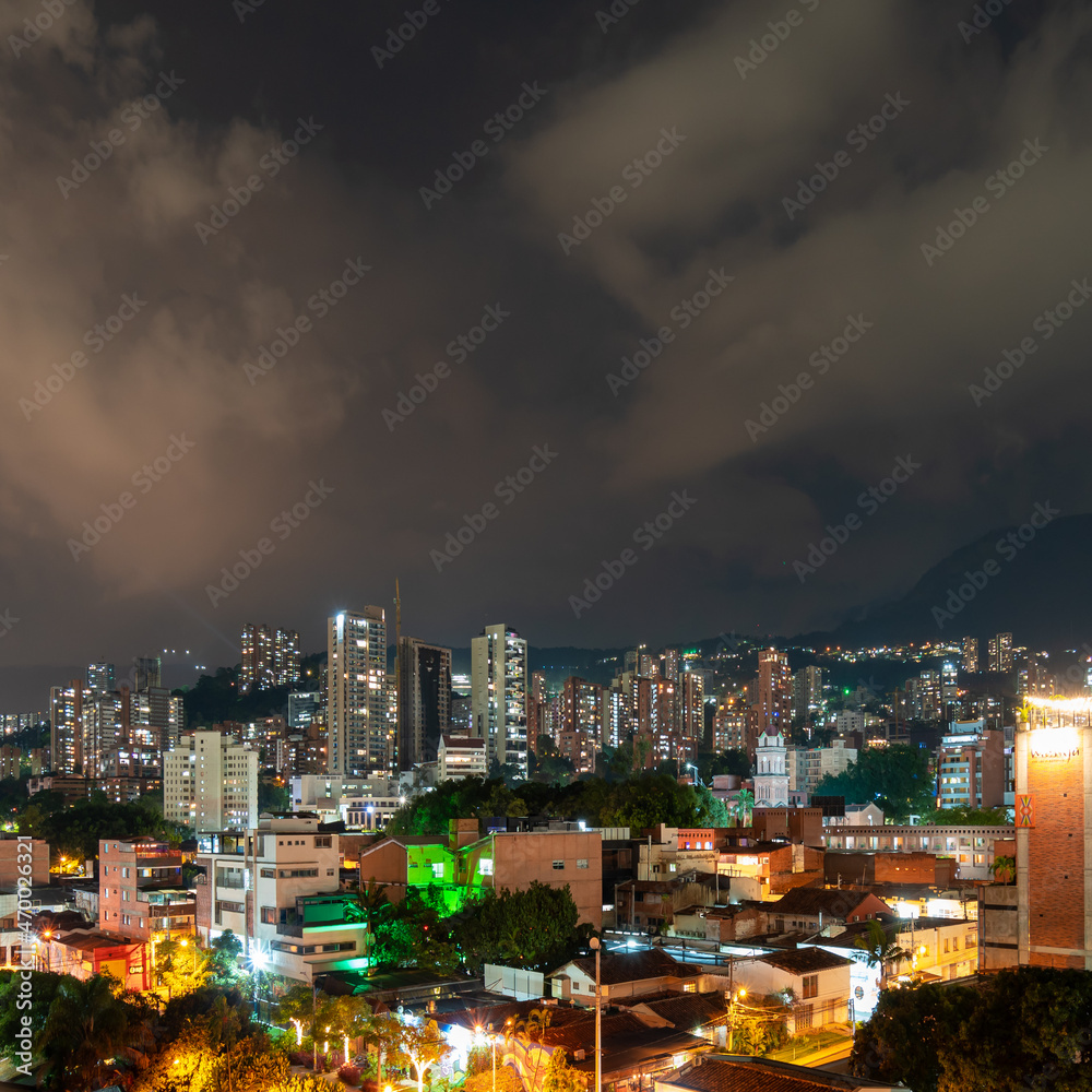 long exposure of downtown medellin skyline