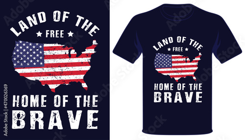 Land of the free home of the brave usa vantage grunge flag patriotic tshirt design