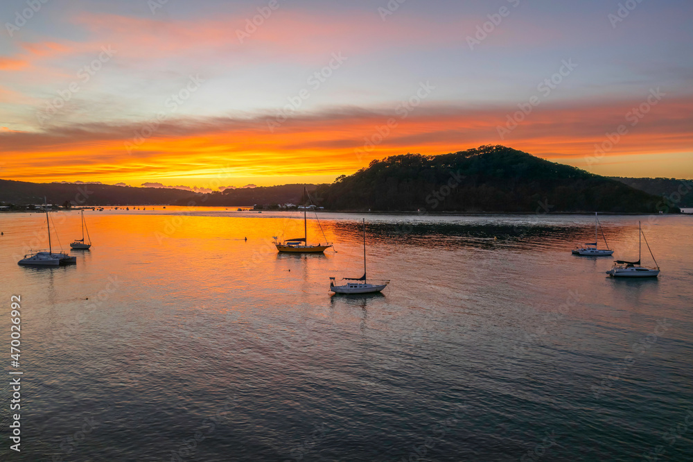 Sunrise waterscape over the channel