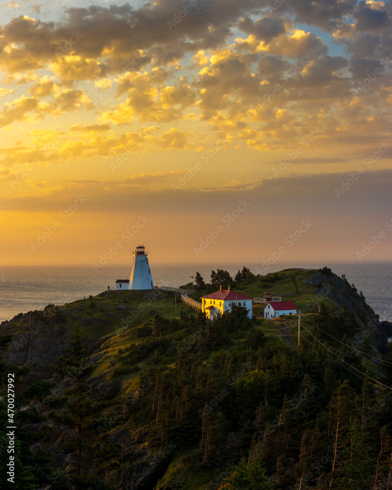 Swallowtail lighthouse in Grand Manan New Brunswick at sunrise in summer