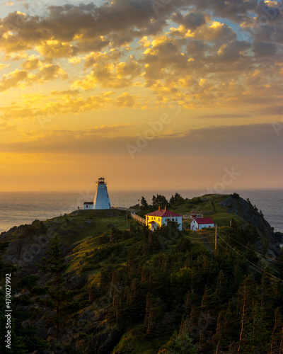 Swallowtail lighthouse in Grand Manan New Brunswick at sunrise in summer