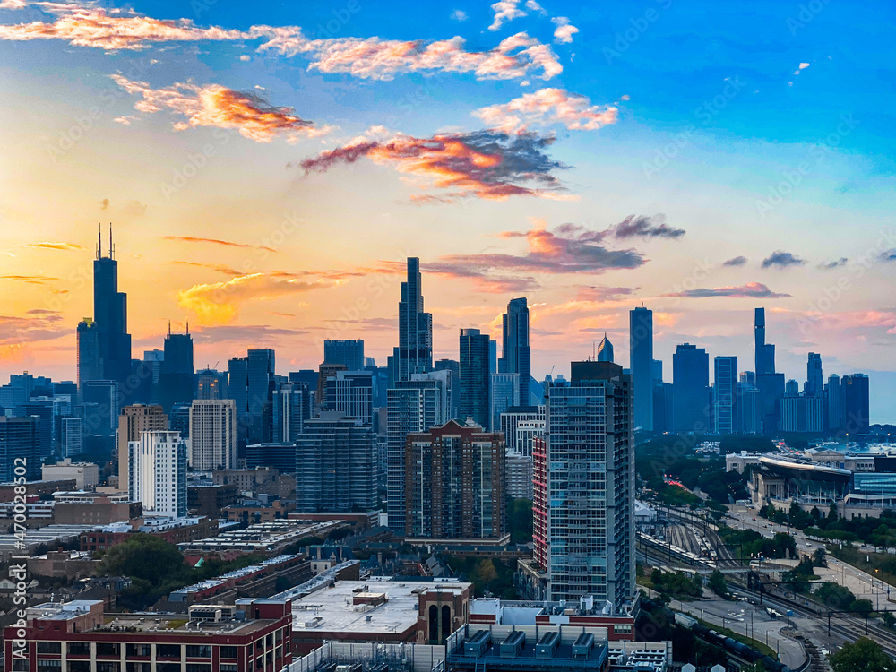 Fototapeta premium Chicago Skyline Sunset