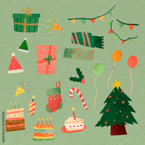 Cute Christmas element set vector