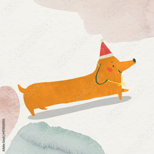 Orange Christmas dog element vector