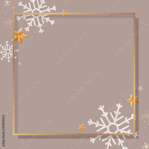 Gold frame with snowflake patterned vector photo