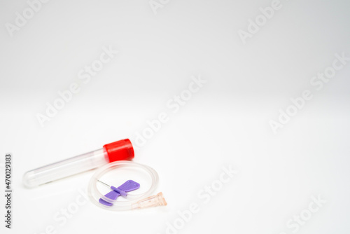 Test tubes collect blood samples for health checks. annual body for research laboratories and spaces for inserting medical text