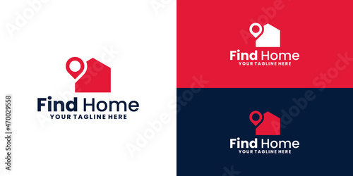 location house logo design, house and map pin