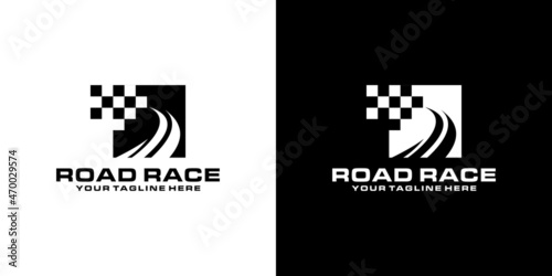 Race road logo design and race flags