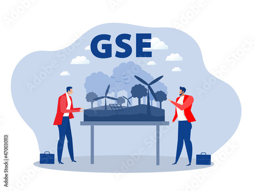 ESG or ecology problem concept, business offer project for energy sources. Preserving resources of the planet. Cartoon modern flat vector illustration