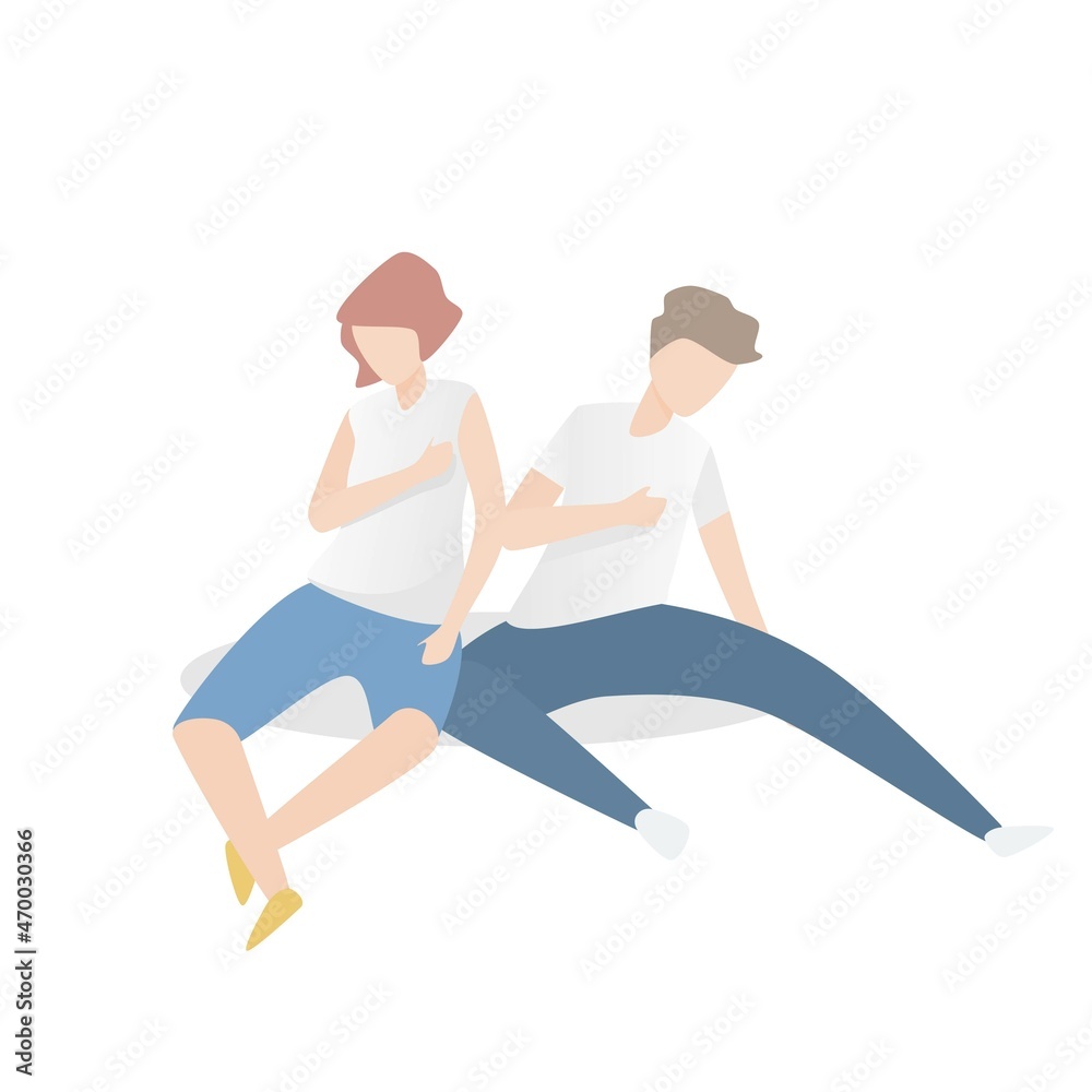 Dyspnea and asthma Symptoms and Signs,Young people jogging until they are tired and have shortness of breath,Out of breath.Vector illustration. Dyspnea and asthma Symptoms and Signs,Young people jogging until they are tired and have shortness of breath,Out of breath.Vector illustration.