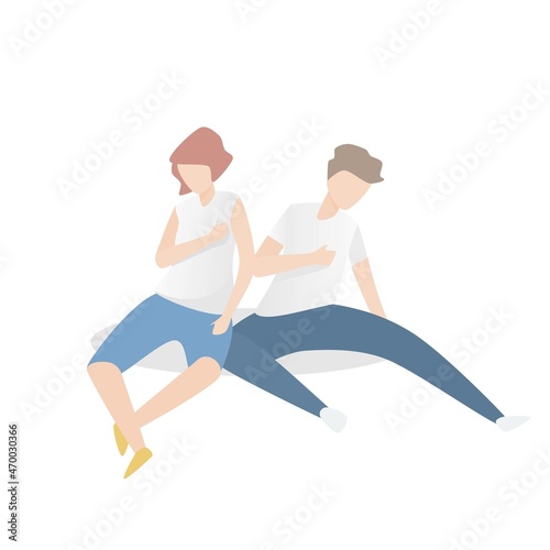 Dyspnea and asthma Symptoms and Signs,Young people jogging until they are tired and have shortness of breath,Out of breath.Vector illustration.