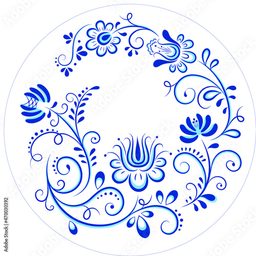 Vector illustration of a Russian ornament. Flowers of the Gzhel painting. EPS 8 © Юяшка