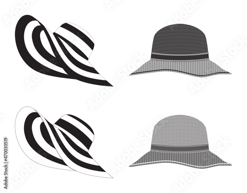Various types of women's hats.