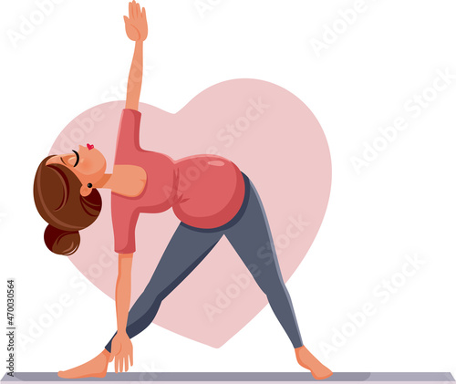 Pregnant Woman in Triangle Yoga Pose Vector Illustration