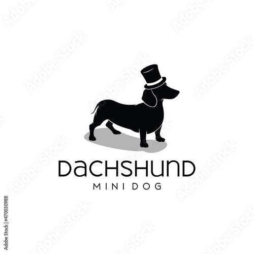 dachshund dog logo wearing cowboy hat vector illustration
