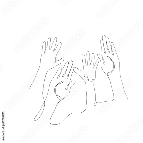 hand drawn doodle hand cheering up illustration vector in continuous line drawing