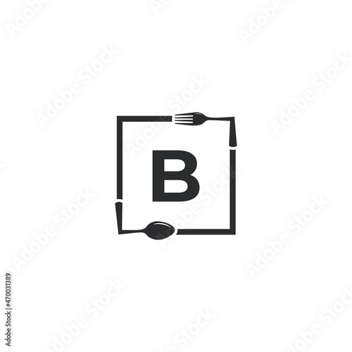 Restaurant Logo. Initial Letter B with Spoon Fork for Restaurant Logo Icon Design Template