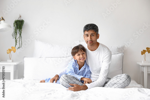 Little boy with his father ...