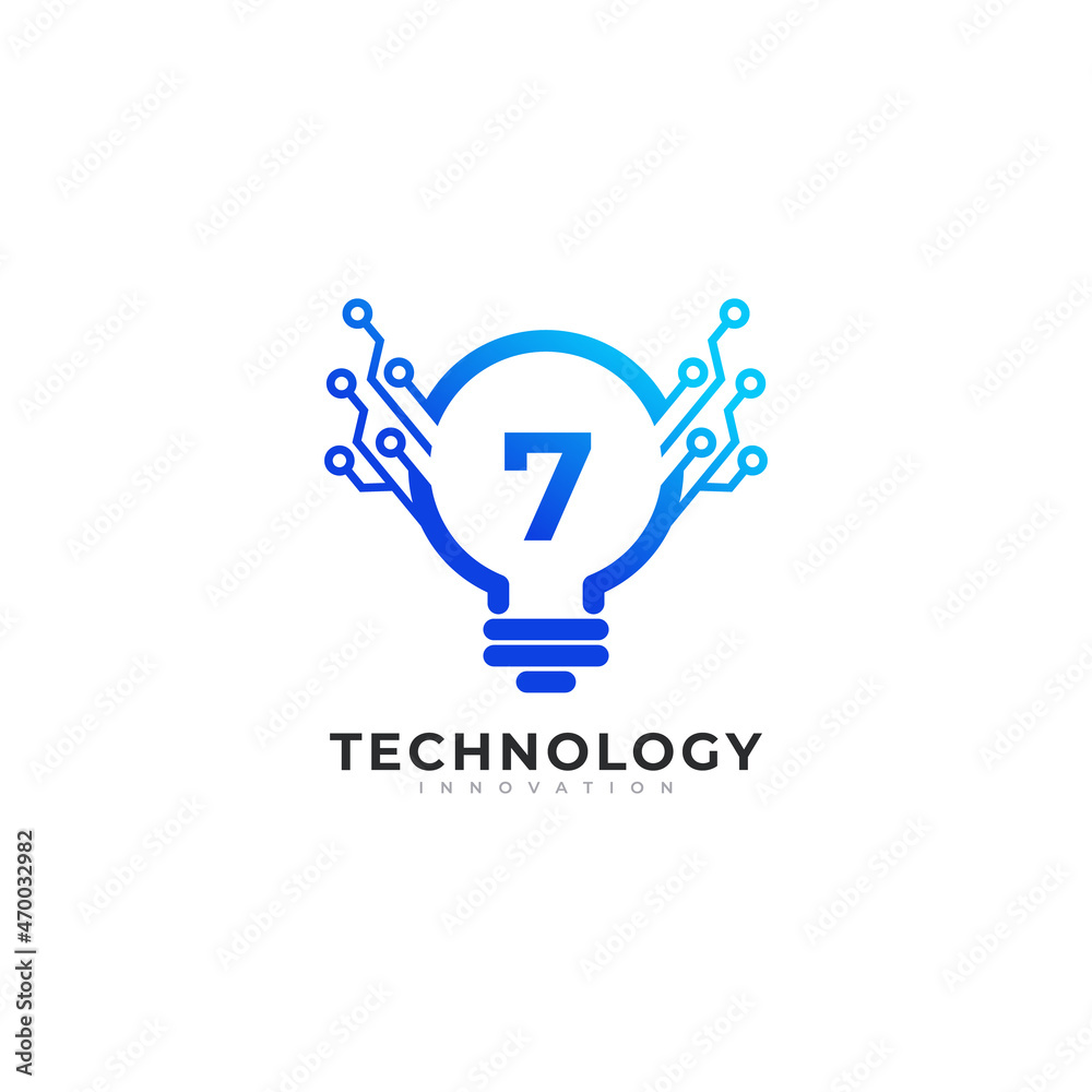 Number 7 Inside Lamp Bulb Technology Innovation Logo Design Template Element Number 7 Inside Lamp Bulb Technology Innovation Logo Design Template Element