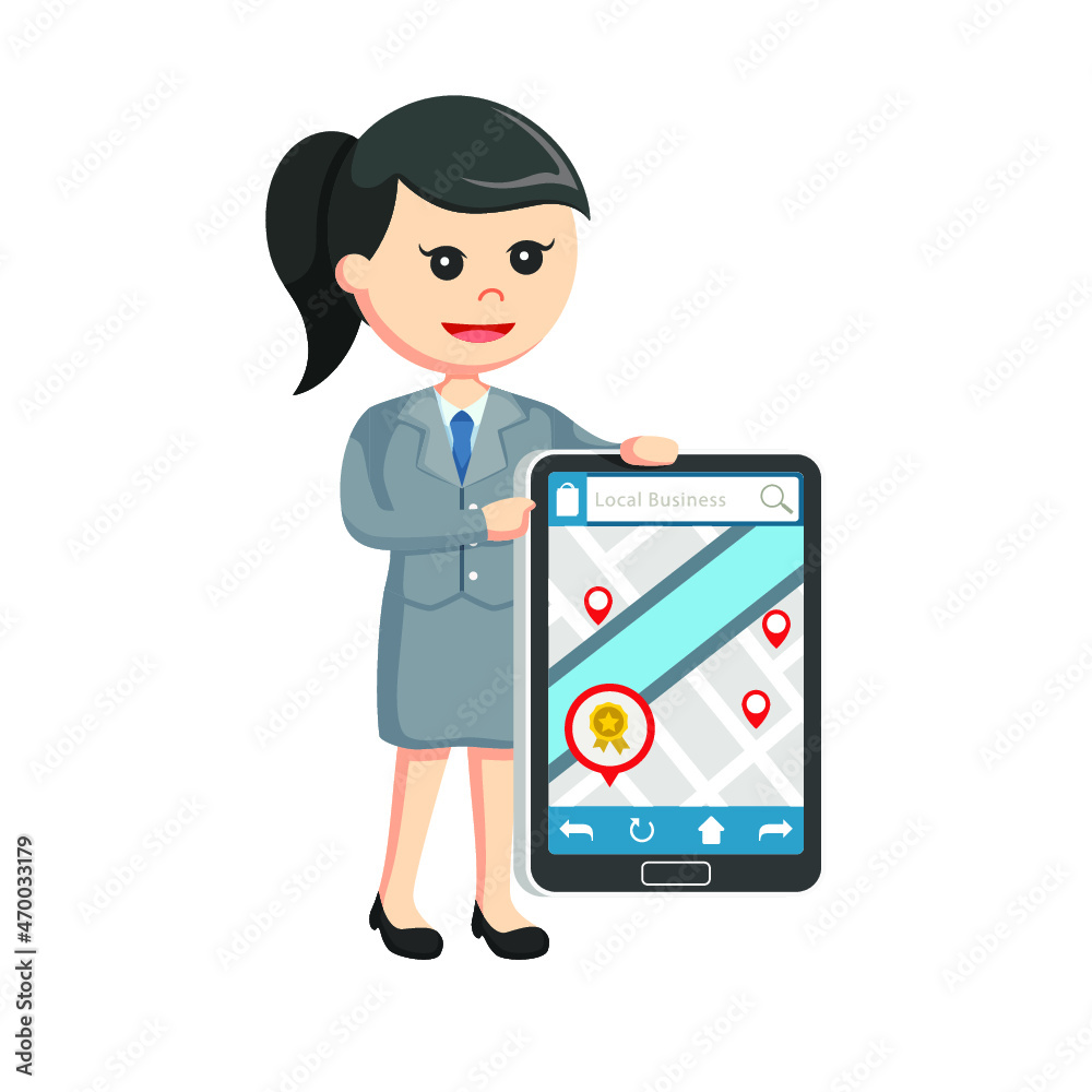 businesswoman with local seo in tablet