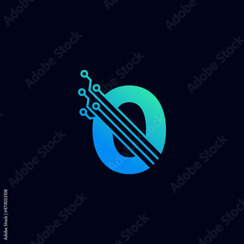 Tech Number 0 Logo. Futuristic Vector Logo Template with Green and Blue Gradient Color. Geometric Shape. Usable for Business and Technology Logos.