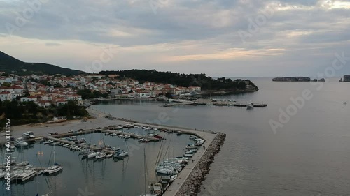 Aerial view of the beautiful seaside city of Pylos located in western Messenia in Peloponnese, Greece photo