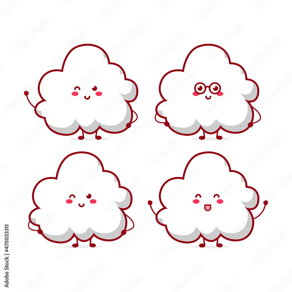 Cute funny cloud character. Vector hand drawn cartoon mascot character illustration icon. Isolated on white background.