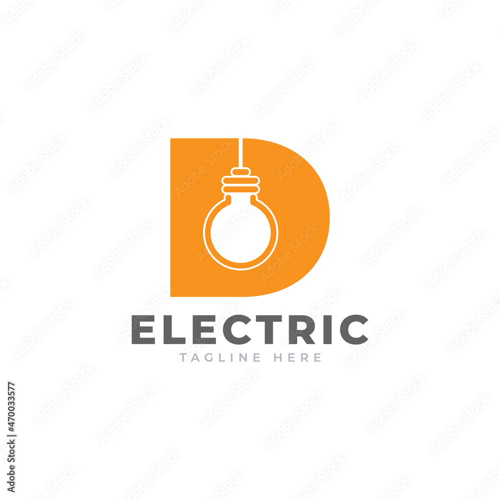 Obraz premium Modern Initial Letter D Smart Light Bulb Logo Design Vector Graphic Icon Template
