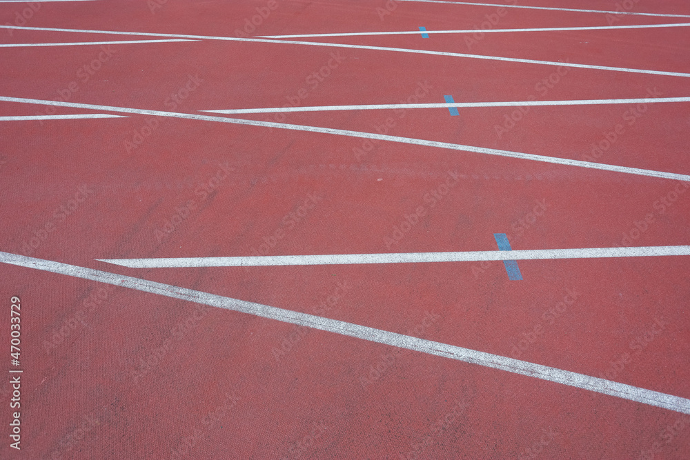 Blank running tracks white in stadium for competition or ordering concept. High quality photo
