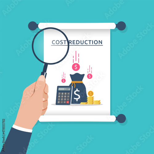 Costs reduction, costs cut, costs optimization business concept.