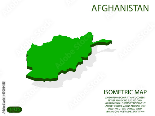 Green isometric map of Afghanistan elements white background for concept map easy to edit and customize. eps 10
