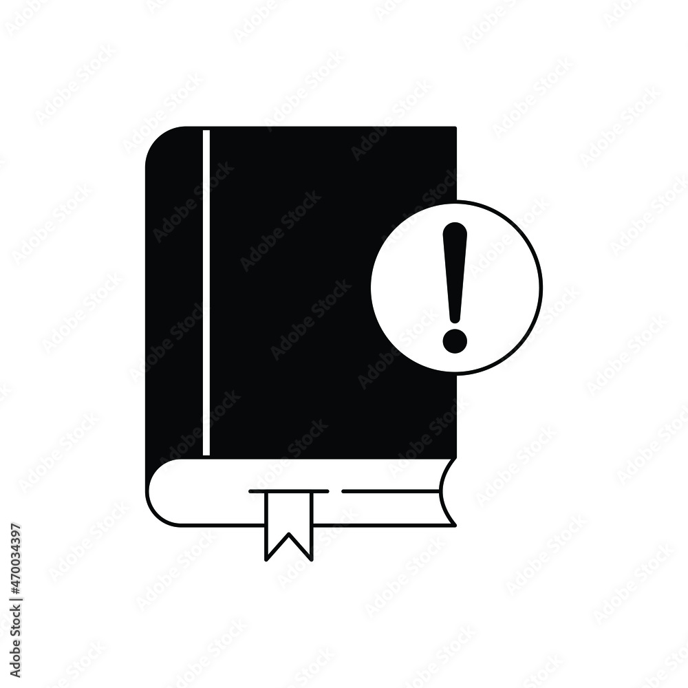 Exclamation point book icon design isolated on white background Exclamation point book icon design isolated on white background