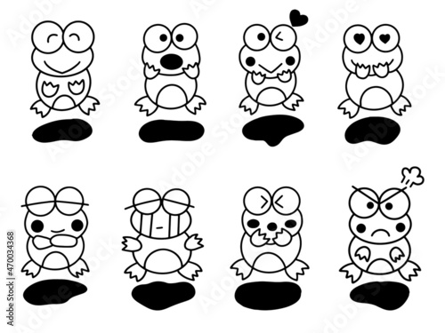 Cute Frog cartoon outline illustration for coloring