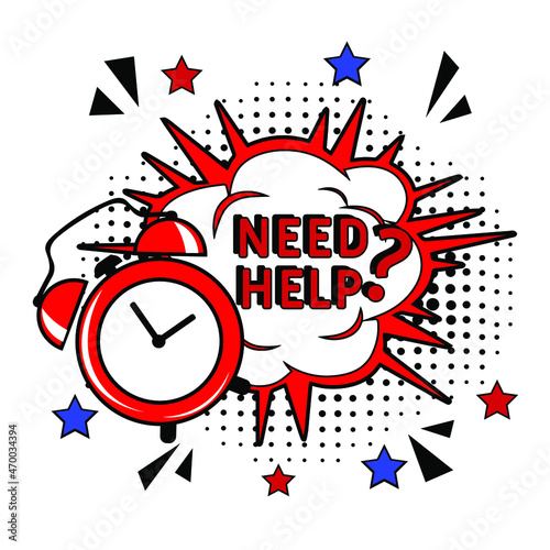 Need help? in comic pop art style. Need help? brainy game word. Comic book explosion with text Need help? Vector bright cartoon illustration in retro pop art style. 